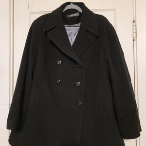 Kenneth Cole Reaction Women's Elegant Black Pea Coat